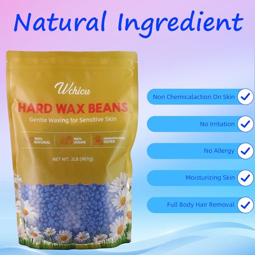 Wchiou 32oz Chamomile Hard Wax Beads for Sensitive Skin - Hair Removal