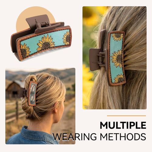 Western Hair Claw Clips Large 4.1 Inch Set for Thick Hair Women Cowgirl Gift