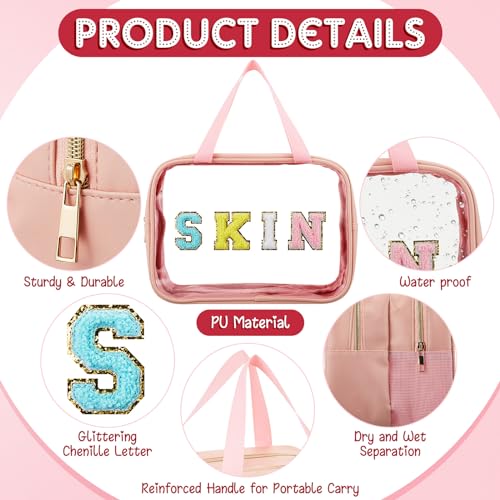 Travel Makeup Bag with Clear PVC Front & Double Layer Spacious Organizer