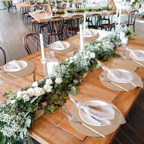 12 Pack 11.8 Inch Round Burlap Placemats - Heat Resistant, Non-Slip