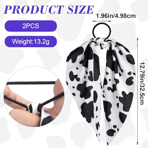 Cow Print 2-Pack Hair Band with Bow & Rubber Band - Mxxipp
