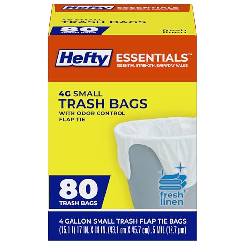 Hefty Essentials 4 Gallon Trash Bags - Fresh Linen Scent, 80 Count