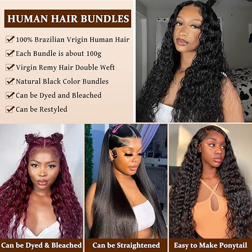 Quitoric 10-Inch Water Wave Human Hair Bundles - Brazilian Virgin Remy Hair