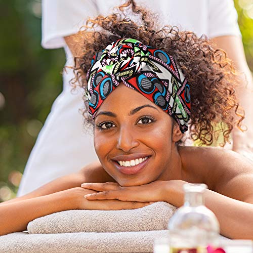 6 Pcs African Boho Headbands for Women, Stretchy Non-Slip Turban Hair Wraps