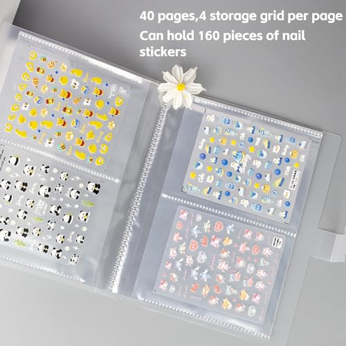 HLQHXWHZT Medium Nail Sticker Book Binder for Nail Decals Storage - Holds 160 Pieces