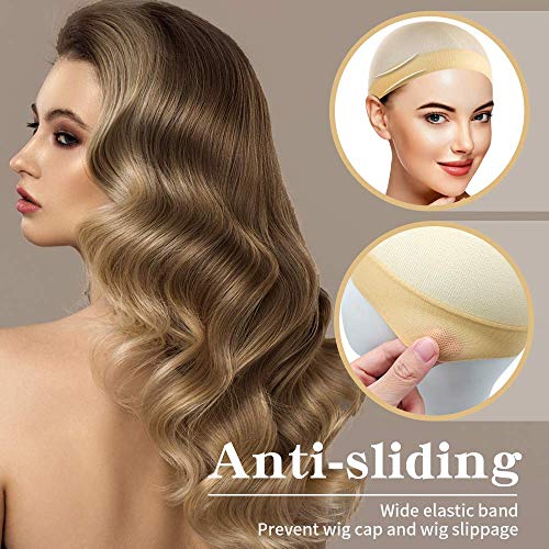 Dreamlover Beige Wig Caps for Women - 12 Pack, Soft & Breathable