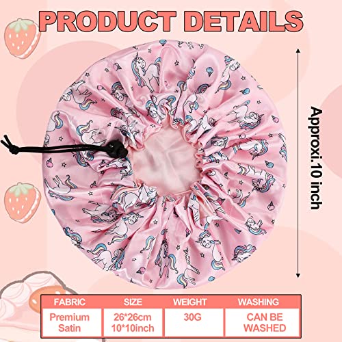 CACASO Kids Satin Sleep Bonnet - 4 Pack Adjustable Reversible Hair Caps