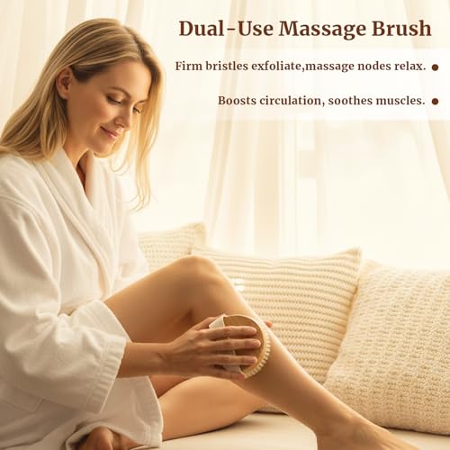 Natural Boar Bristle Dry Brush Set for Exfoliating Skin Care