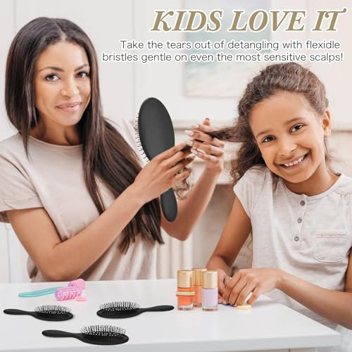 Nuenen 6-Pack Wet Detangling Hair Brushes with Soft Bristles, Travel-Friendly