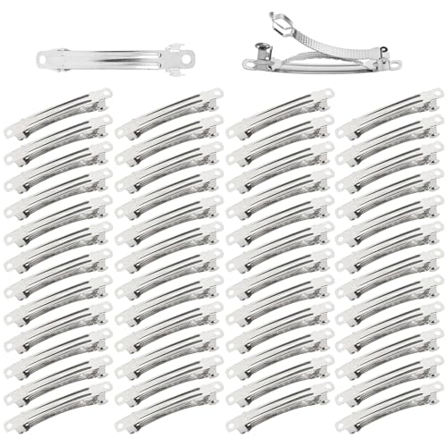 Dizila 6cm Silver Metal Hair Clips 50 Pack DIY French Barrettes for Women & Teens