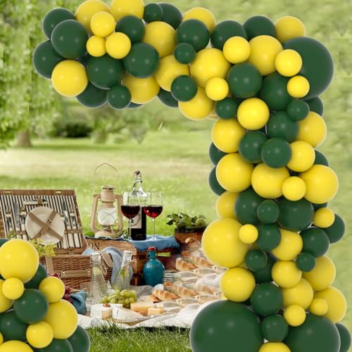 Retro Green Yellow Balloon Garland Kit - 122PCS for Parties