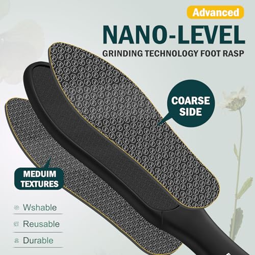 FVION Double-Sided Nano Glass Foot File for Callus Removal - Black