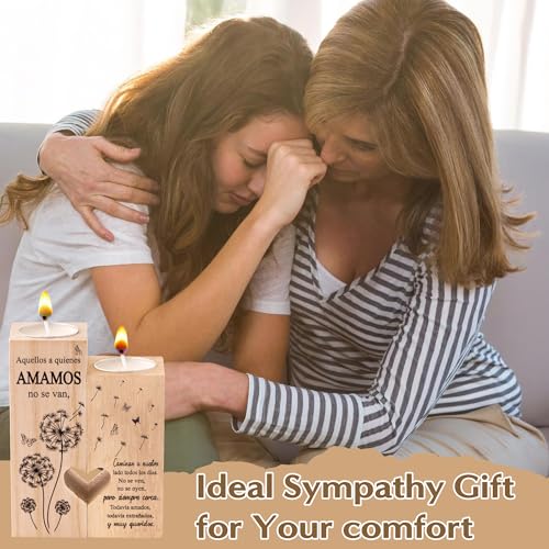 Zainpe Wooden Heart Sympathy Candle Holders – Spanish Remembrance Gift