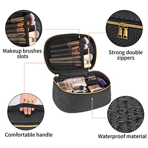 KTMOUW 3-Piece Waterproof Travel Makeup Bag Set - Woven PU Leather Organizer