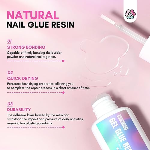 SAVILAND Clear + Pink Nail Repair Kit with 21ml Nail Glue for Split Nails, 60g