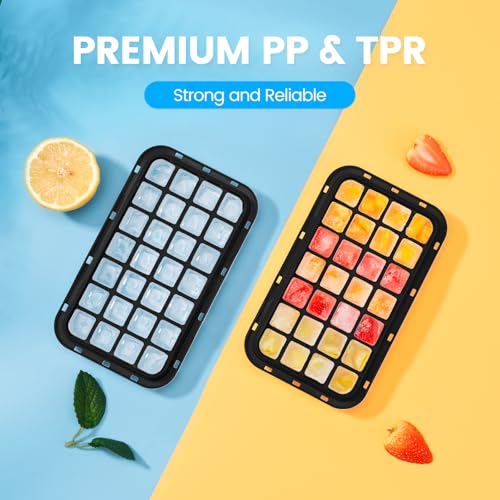 Ice Cube Tray with Lid & Bin | Easy Release, 28 Cubes, BPA-Free