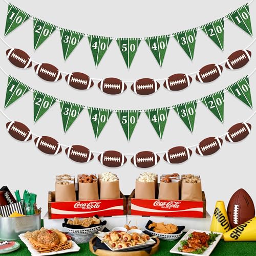 Football Party Decorations - 4 Pre-Strung Pennant Banners