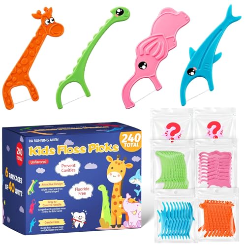 240 Count Kids Dental Floss Picks - Fun Animal-Shaped Toddler Flossers