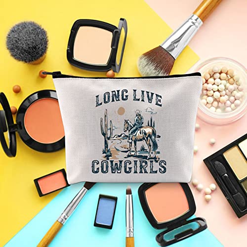 Long Live Cowgirl Western Rodeo Zipper Makeup Bag - Western Women Cosmetic Bag