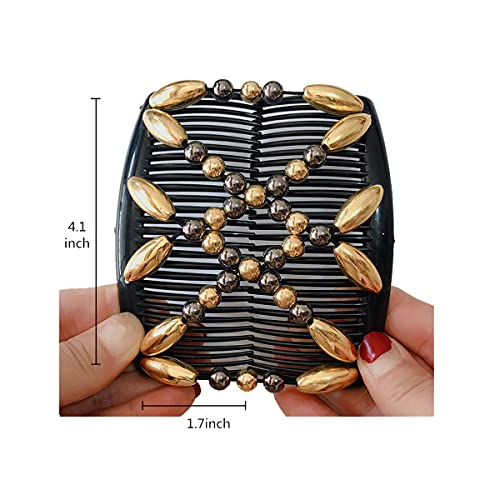 Hair Comb Stretch Double Beaded Clip Elastic Hairpin Claw Bun Maker