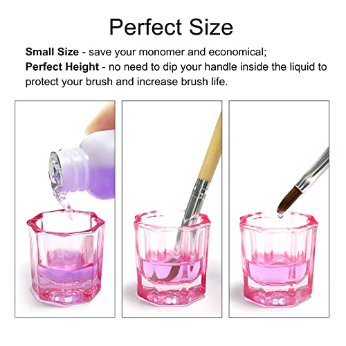 Honey Joy HJ-NAPB055-Pink-2pcs Glass Dappen Dishes for Nail Art, 11ml Nail Monomer Cups, 2 Pack