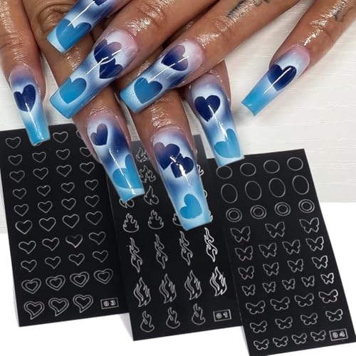 24 Sheets Nail Art Stencils - Butterfly, Flower, Heart Designs
