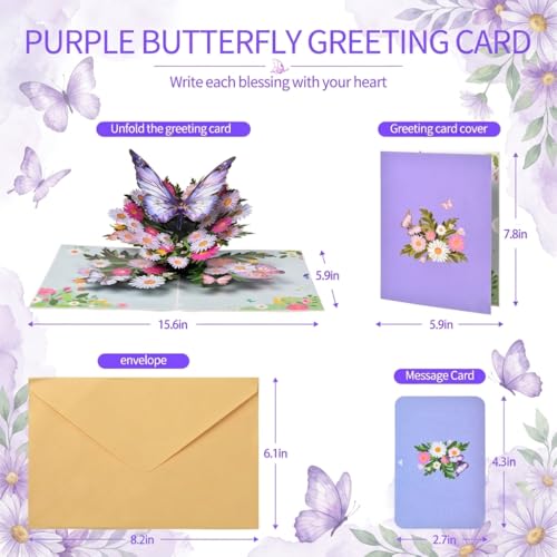 3D Butterfly Pop-Up Birthday Card for Women - Unique Gift