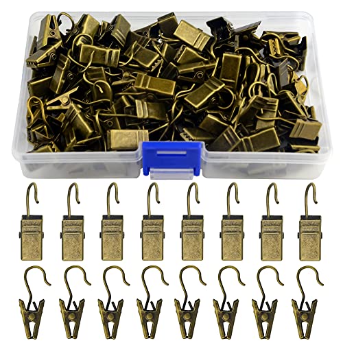 WMYCONGCONG 100 PCS Heavy-Duty Metal Hook Clips for Curtains