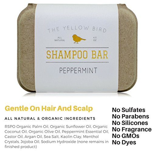 The Yellow Bird Peppermint Shampoo Bar – Natural Sulfate-Free Hair Soap