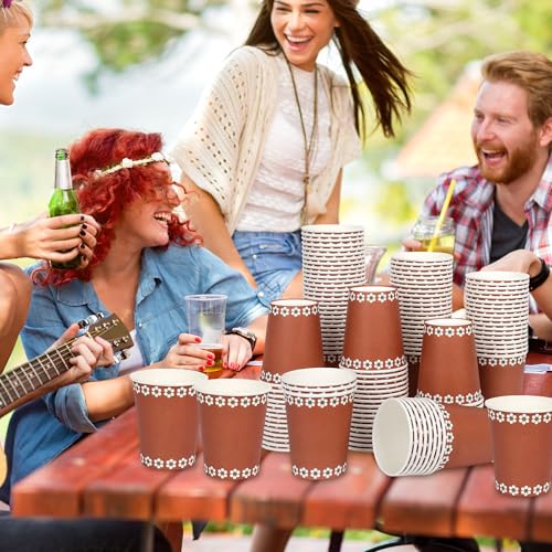 120-Pack Mexican Paper Drinking Cups - 9oz Terracotta Floral Design