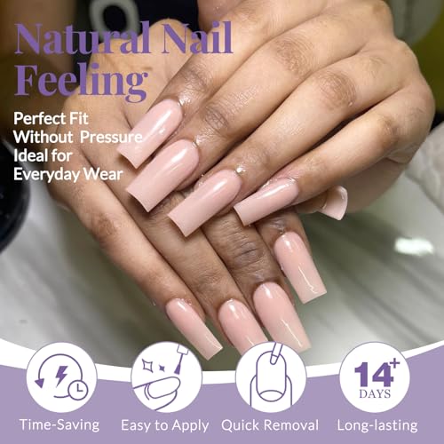 AddFavor Long Square Press-On Nails Set 576PCS Multicolor Glossy Fake Nails for Women