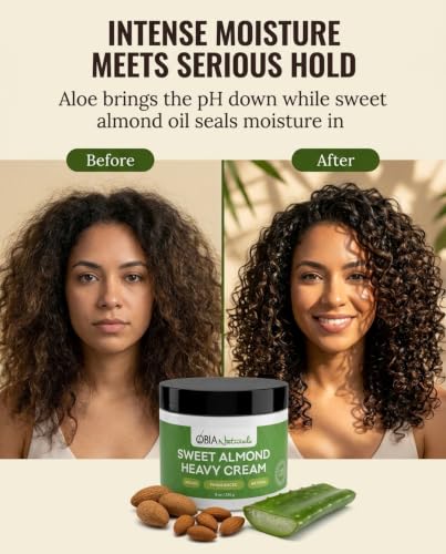OBIA Naturals Sweet Almond Heavy Curl Cream for Twist Outs & Wash & Gos - 8 oz