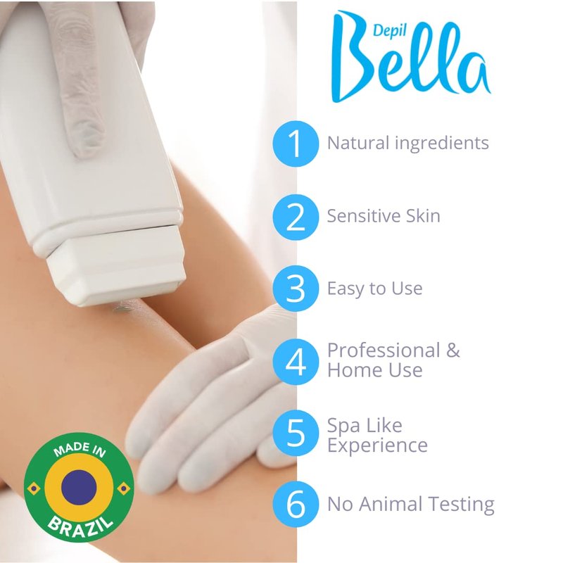 Depil Bella Brazilian Roll On Wax Chamomile and Calendula Depilatory | Body Waxing, Hair Removal Wax-Cartridge | For Men and Women | Home Self Waxing | Sensitive Skin | Painless (10 PACK + ADD)