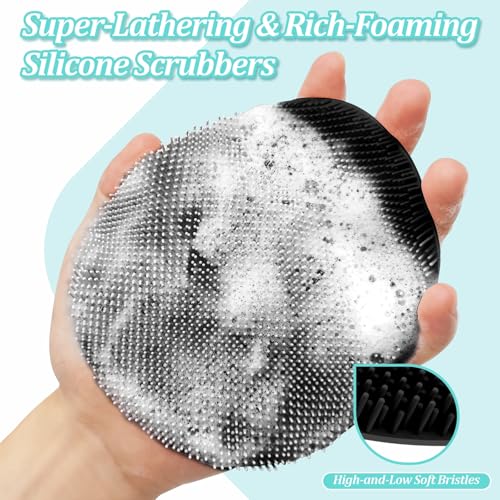 Silicone Back & Body Scrubber Set 4PCS - Gentle Exfoliating Black