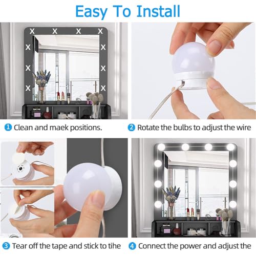 Dimmable LED Vanity Mirror Lights with 3 Color Modes - USB Powered