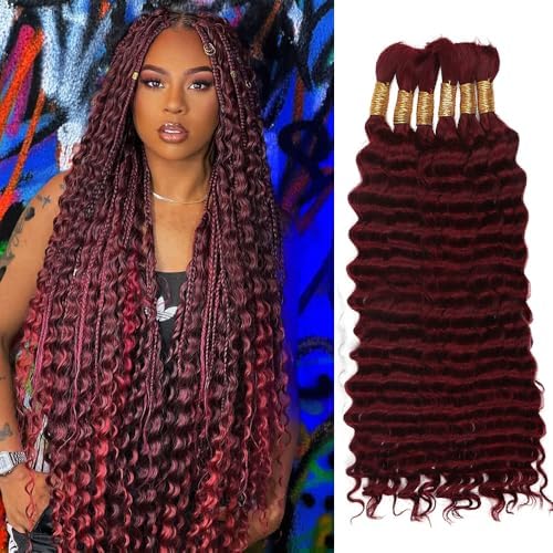 Human Braiding Hair - Ombre Deep Water Wave | 150g 16 Inch Curly Braiding Bundles, 1B/30 Highlights