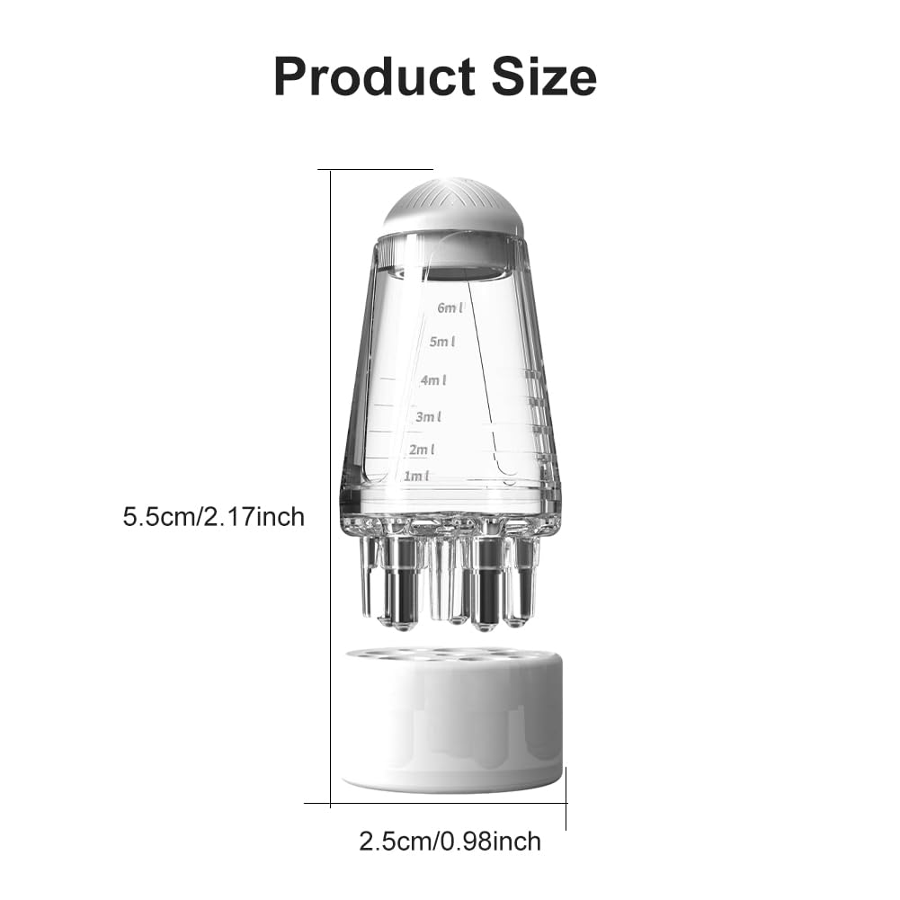 Melunira Hair Applicator Bottle with Ball Root Comb & Scale, 6ml Scalp Massager for Oils & Serums, Travel-Friendly Precision Tool for Hair Growth and Even Distribution(Clear)