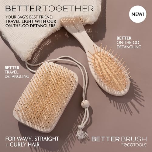 EcoTools Mini Detangler Hairbrush - Travel Size, Flexible Bristles