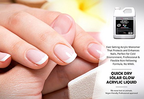 Cacee 8 oz Fast Setting Acrylic Nail Monomer with Solar Glow - Professional Non-Yellowing Formula, Quick Dry, Vegan & Made in USA