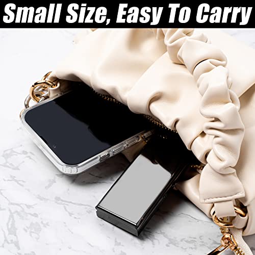 Compact 7-Day Metal Pill Organizer with Makeup Mirror - Gun Black