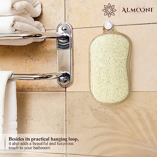Almooni Natural Loofah Body Scrubber Pads, Exfoliating 2 Pack