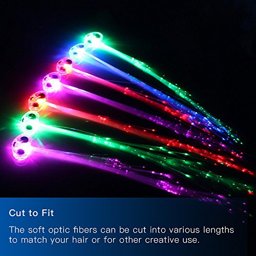 24Pcs LED Hair Extensions with Clip - Color Changing Fiber Optic Clips for Parties
