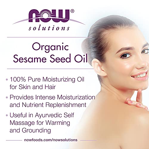 NOW Foods Organic Sesame Seed Oil - 100% Pure, 8 Fl Oz, Moisturizing Oil for Skin & Hair