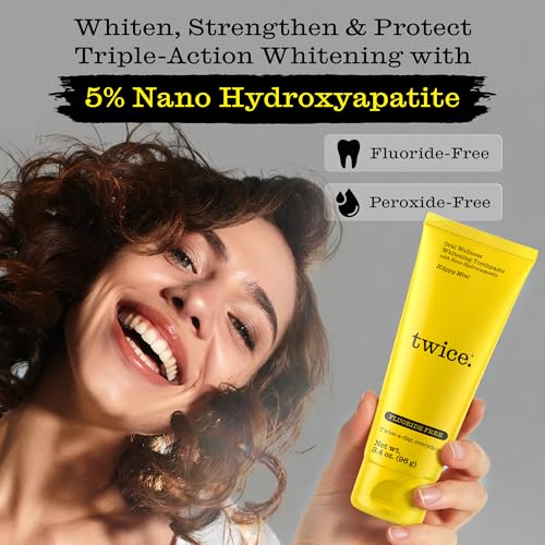 TWICE Nano Hydroxyapatite Whitening Toothpaste - 5% Fluoride-Free, Vegan, 3.4oz