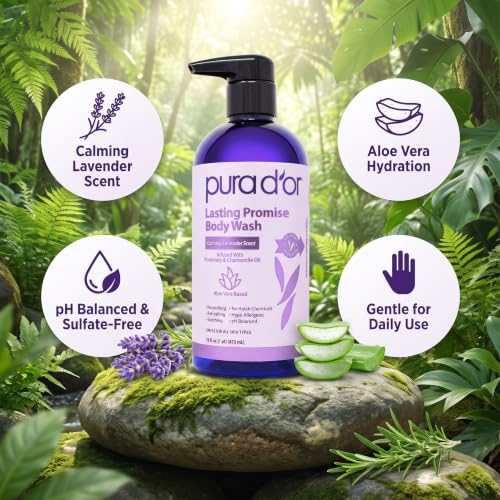 PURA D'OR Lavender Body Wash 16 Oz – Calming & Hydrating Formula