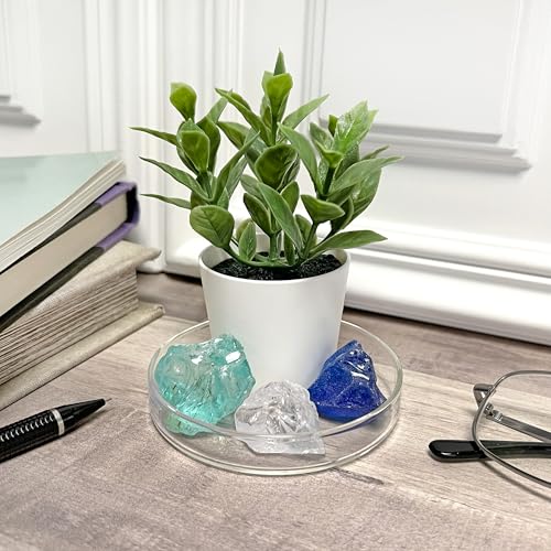 Plymor 3-Inch Round Glass Display Tray for Trinkets & Decor