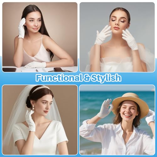 MAQIHAN 5 Pairs White Cotton Gloves for Dry Hands & Eczema