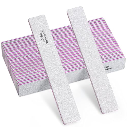 TsMADDTs 20-Piece 80/80 Grit Nail File Set Double Sided Emery Boards - White