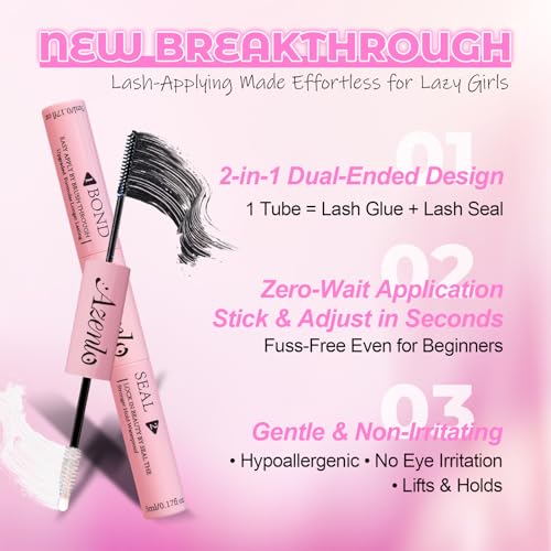 Azenlo Waterproof Dual-Ended Lash Glue for Extensions - Strong Hold & Easy Application
