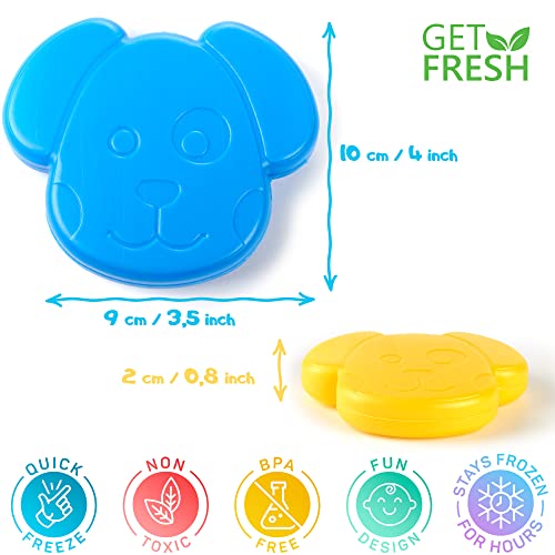 Cute Dog Mini Ice Packs for Kids Lunch Boxes - 4-Pack